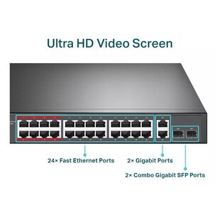 Switch 24 Port Poe+, 2 P Gigabit + 2 Sfp Tp-link Tl-sl1226p