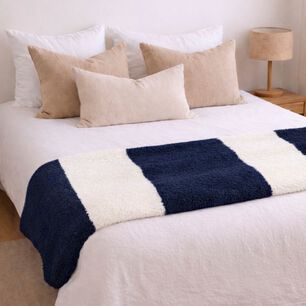 Manta De Franela Nautica 127x152 Fluffy Suavidad Superior Azul Marino