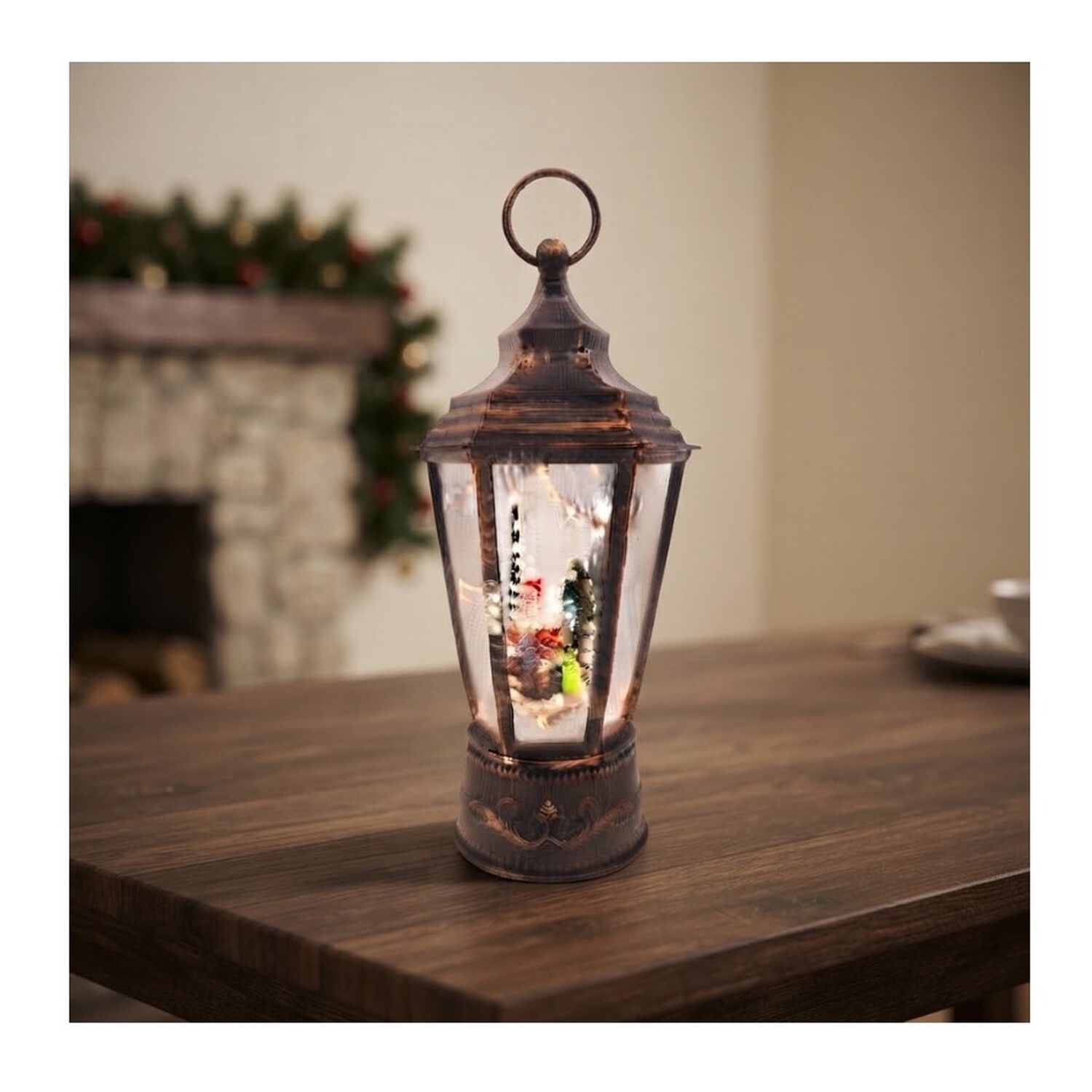 Linterna Navide&ntilde;a Decorativa Con Figura Interior Pl&aacute;stico Y Resina 14cm image number 2.0