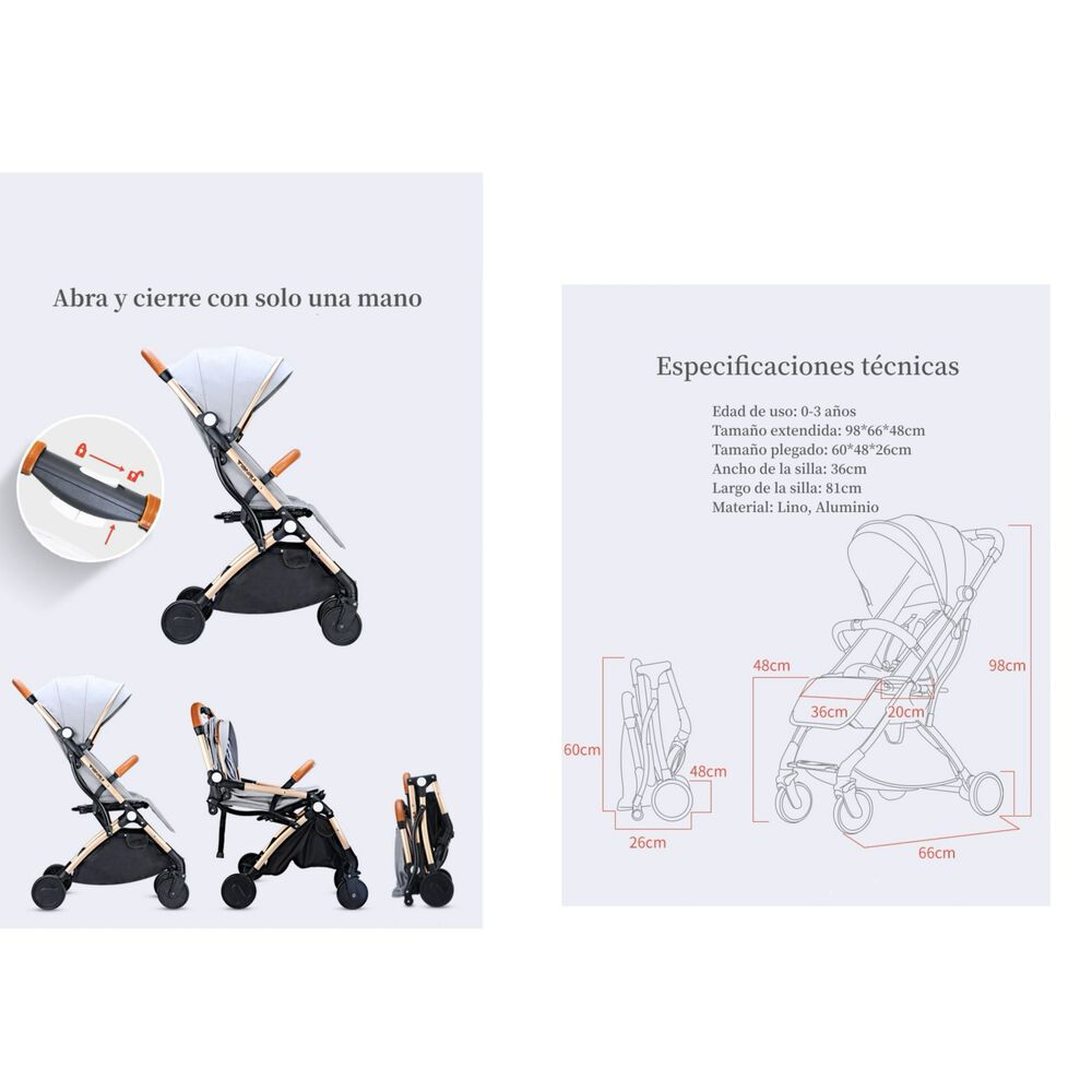 Coche De Paseo Aluminio Con Accesorios Lubabycas Negro image number 2.0