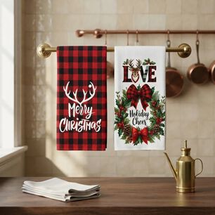 Set 2 Pa&ntilde;os De Cocina Navide&ntilde;os 45 70 Cm Escoc&eacute;s