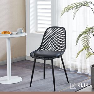 Comedor Mesa De Vidrio 120x80 + 6 Sillas Europa Negras