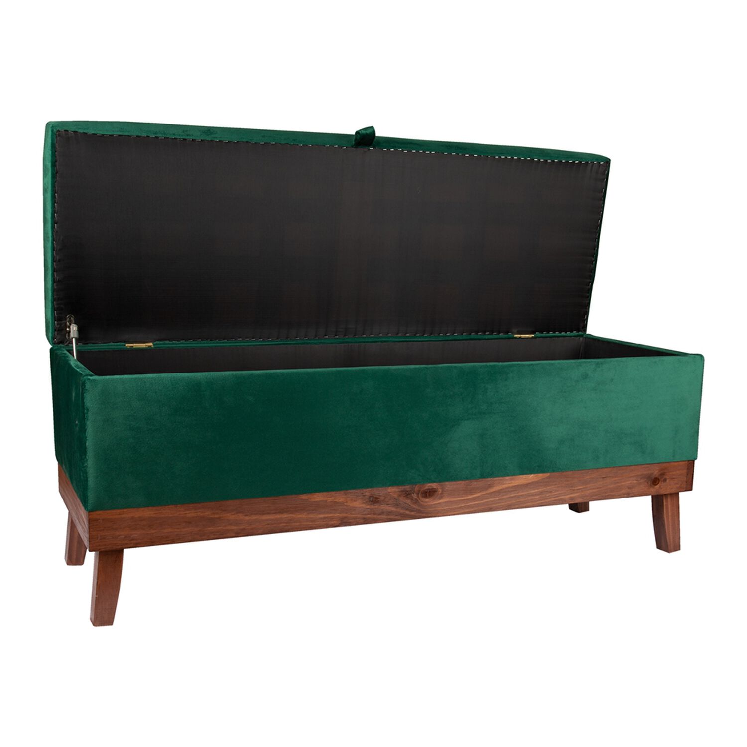 Banqueta Con Ba&uacute;l Incy Verde Botella Felpa 120x40x50 Cm M&aacute;xima Design image number 1.0