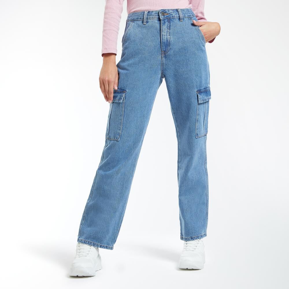 Jeans Cargo Tiro Alto Recto Mujer Freedom image number 0.0
