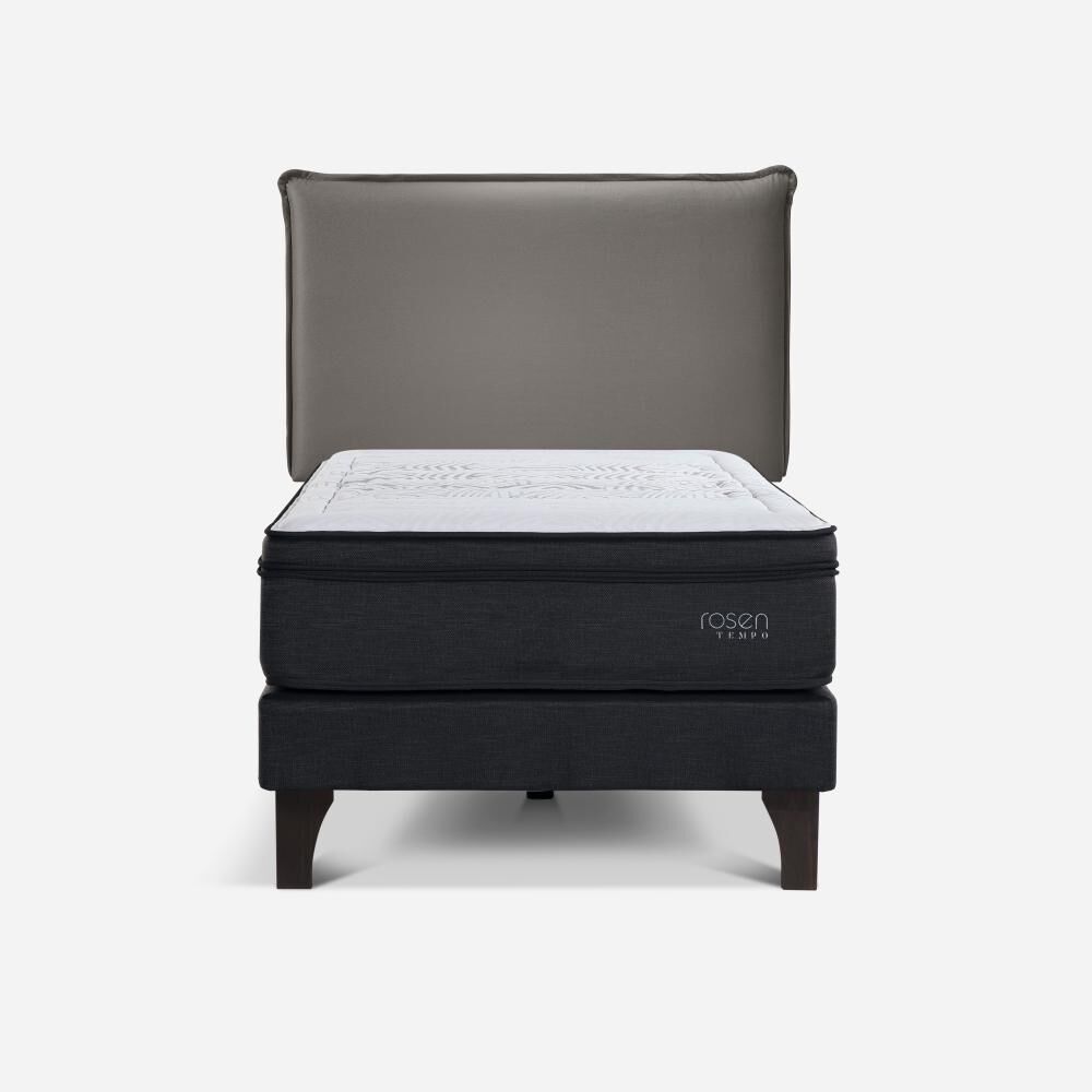 Cama Europea Rosen Tempo / 1.5 Plazas / Base Normal  + Respaldo Maurice Gris image number 0.0
