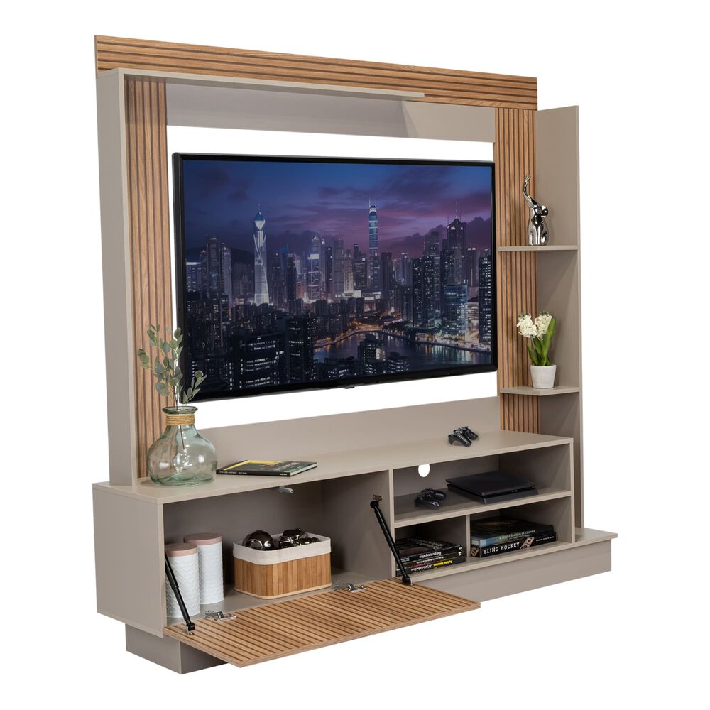 Centro De Entretenimiento Tv 70" 175x180x38,5 Cm Café Claro Y Gris image number 3.0