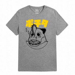 Polera Estampada Chainsawman Pochita Comiendo Anime