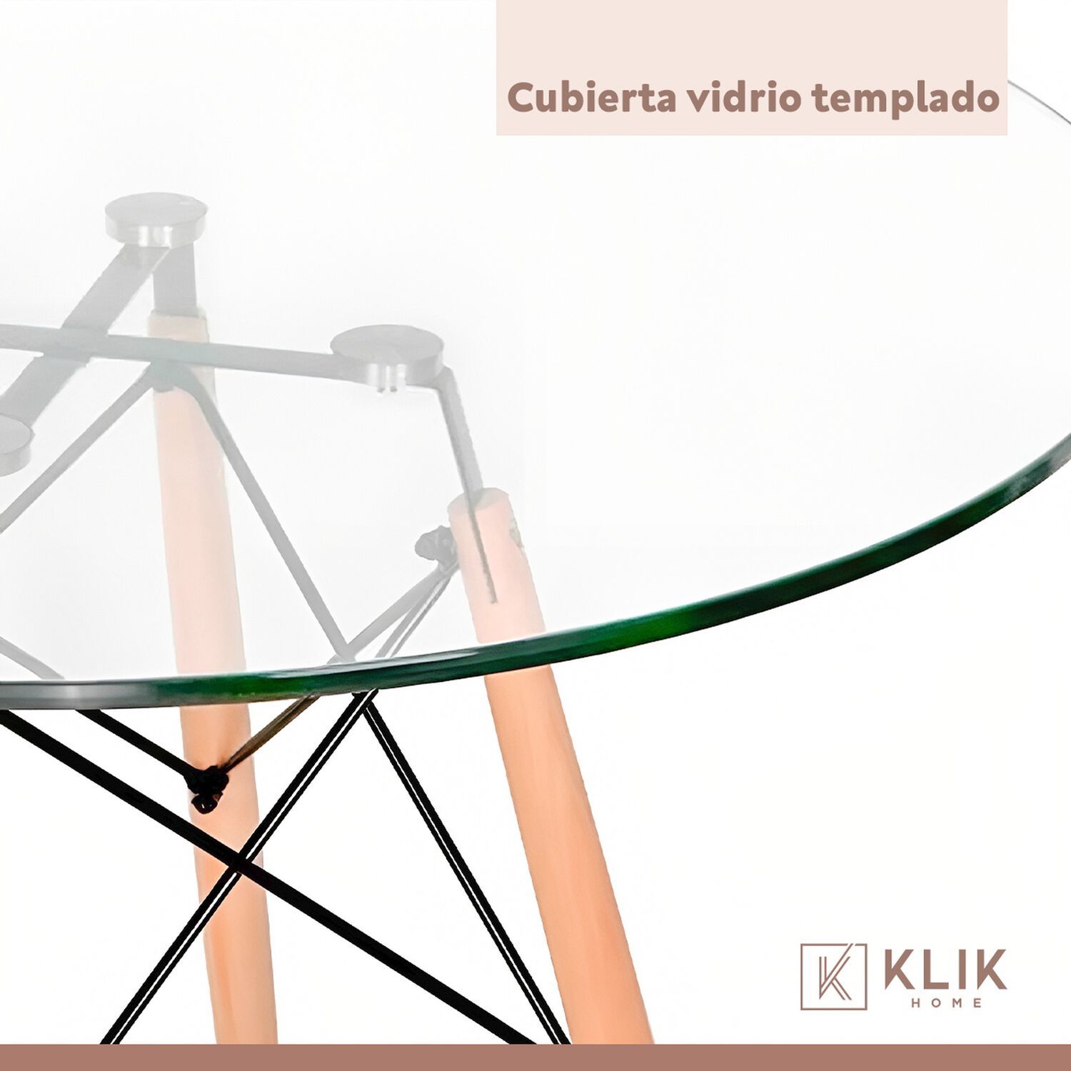 Comedor Mesa Eames Vidrio 100 Cm + 5 Sillas Tulip Grises image number 6.0