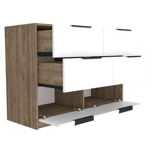 Comoda 4 Cajones 2 Puertas Abatibles Fm-020c - Café Claro / Blanco
