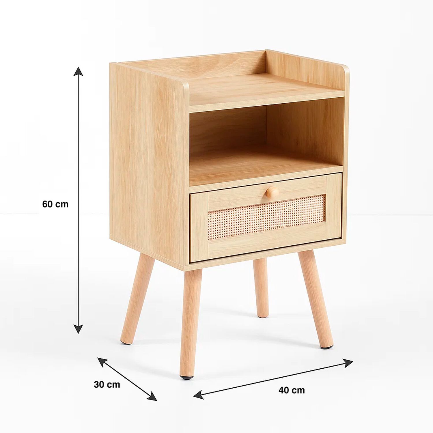Pack De 2 Veladores Mesh Rattan Con Cajon Y Espacio 40x30x60 image number 3.0