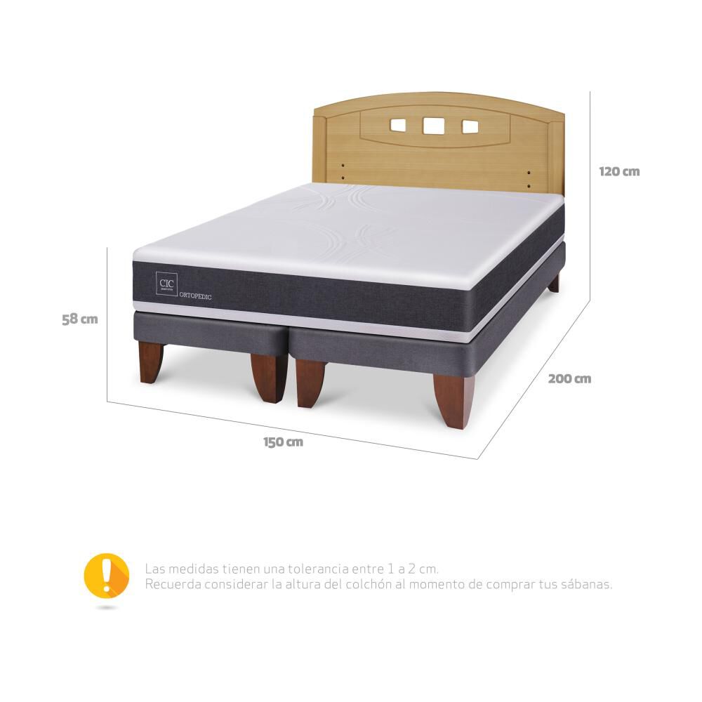 Cama Europea Cic Ortopedic / 2 Plazas / Base Dividida + Respaldo image number 3.0