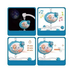 Juguete Movil Sonajero Infantil Con Luz Y Sonido Animales Azul