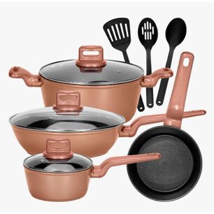 Bateria Cocina Aluminio Antiadherente Ceramica Wok 10 Piezas