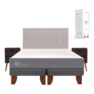 Cama Europea Cic Smart / 2 Plazas / Base Dividida + Set De Maderas
