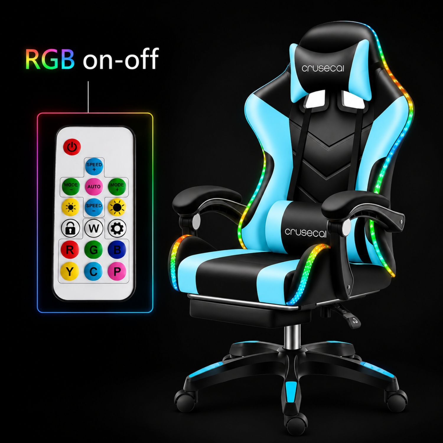 Silla Gamer Con Luz Rgb Reposapi&eacute;s Y Masajeador Reclinable image number 3.0