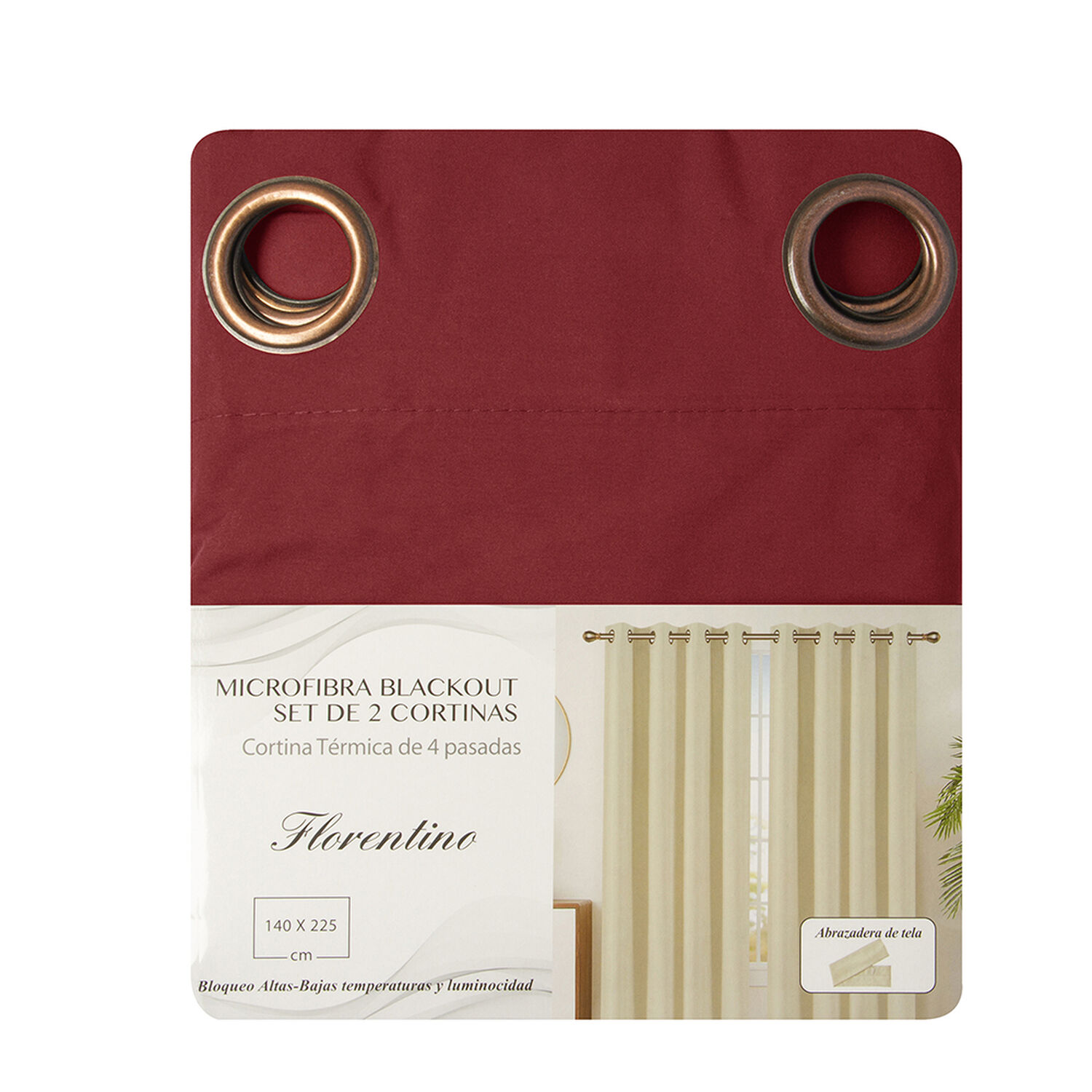 Set 2 Cortinas Bout Microfibra Rojo image number 2.0