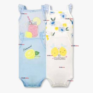 Pack 4 Bodys Niña Manga Corta Tedmimak 100% Algodón Little Bee