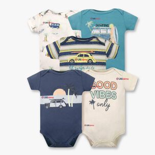 Pack 5 Bodys Niño Manga Corta Tedmimak 100% Algodón Baby On Board