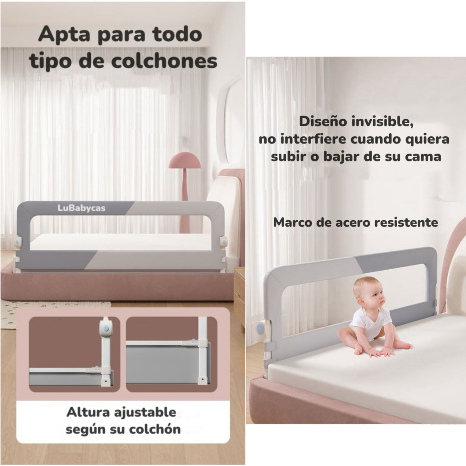 Pack 3 Barandas De Cama Plegable Cama 2 Plazas Lubabycas image number 4.0
