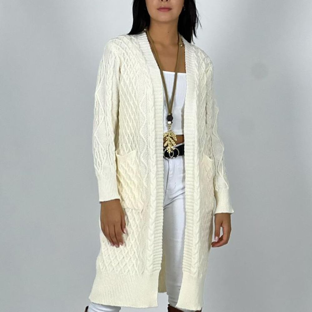 Cárdigan Bolsillos Diseño Blanco Invierno image number 0.0