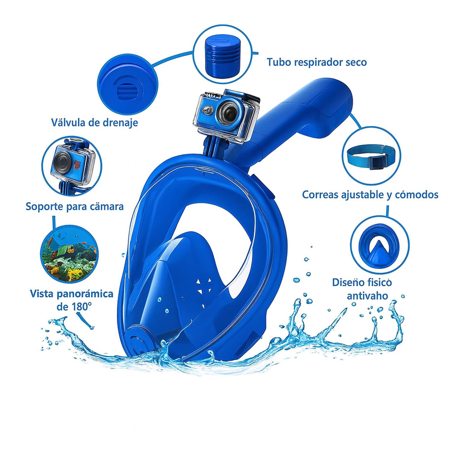 Mascara Snorkel Mascara Buceo Snorkel Fullface Go Pro image number 13.0