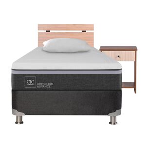 Box Spring Cic Ortopedic B5. / 1.5 Plazas / Base Normal + Set De Maderas + Almohada