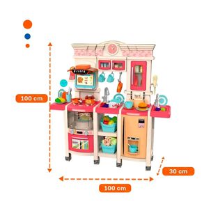 Juguete Set Cocina 108 Piezas 1mt Luz Sonido Rosado Infantil