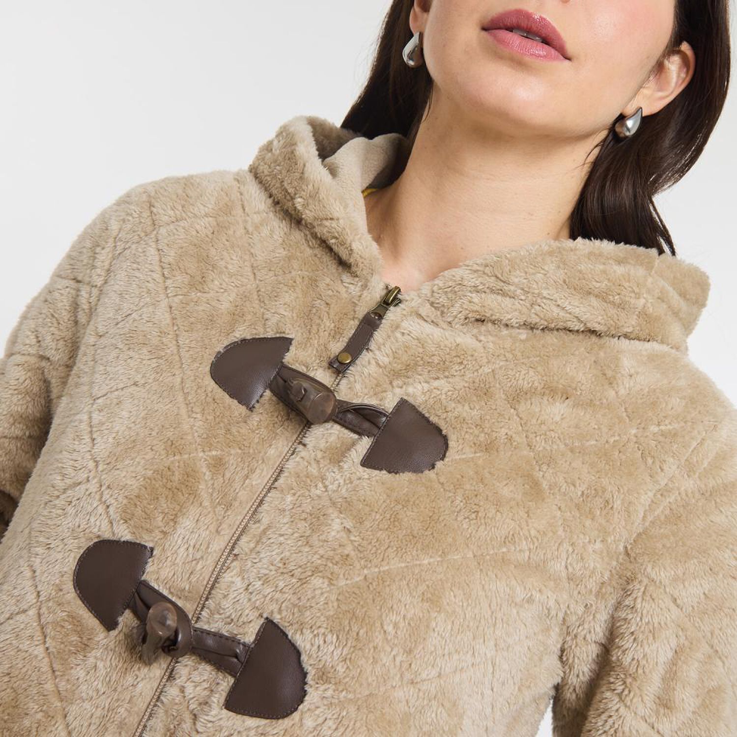 Chaqueta Montgomery Sherpa Cuello Alto Con Capucha Mujer Geeps image number 4.0