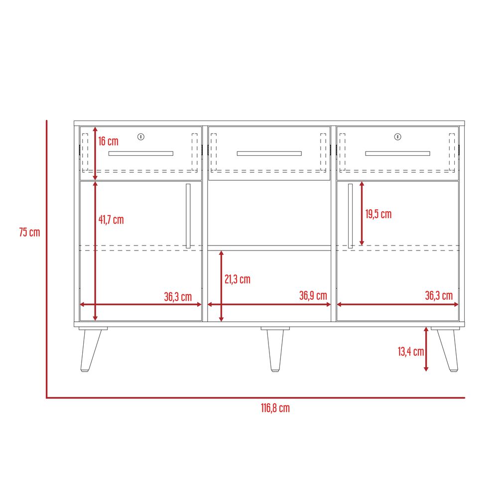 Buffet 3 Cajones 2 Puertas Fm-001c Caf&eacute; Claro Y Plomo image number 6.0