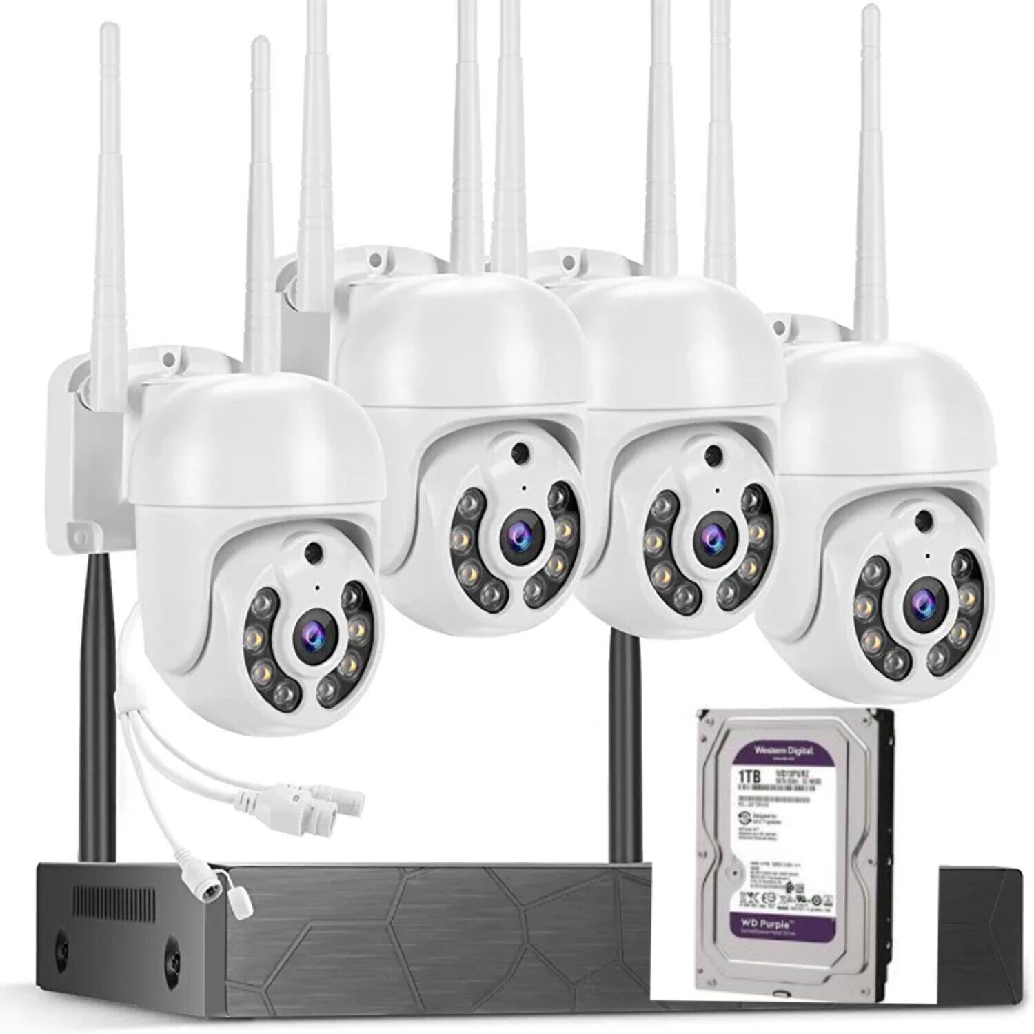 Kit 4 C&aacute;maras Inalambricas Profesional Ip Audio 355 Con Disco Duro 1 Terabyte image number 0.0