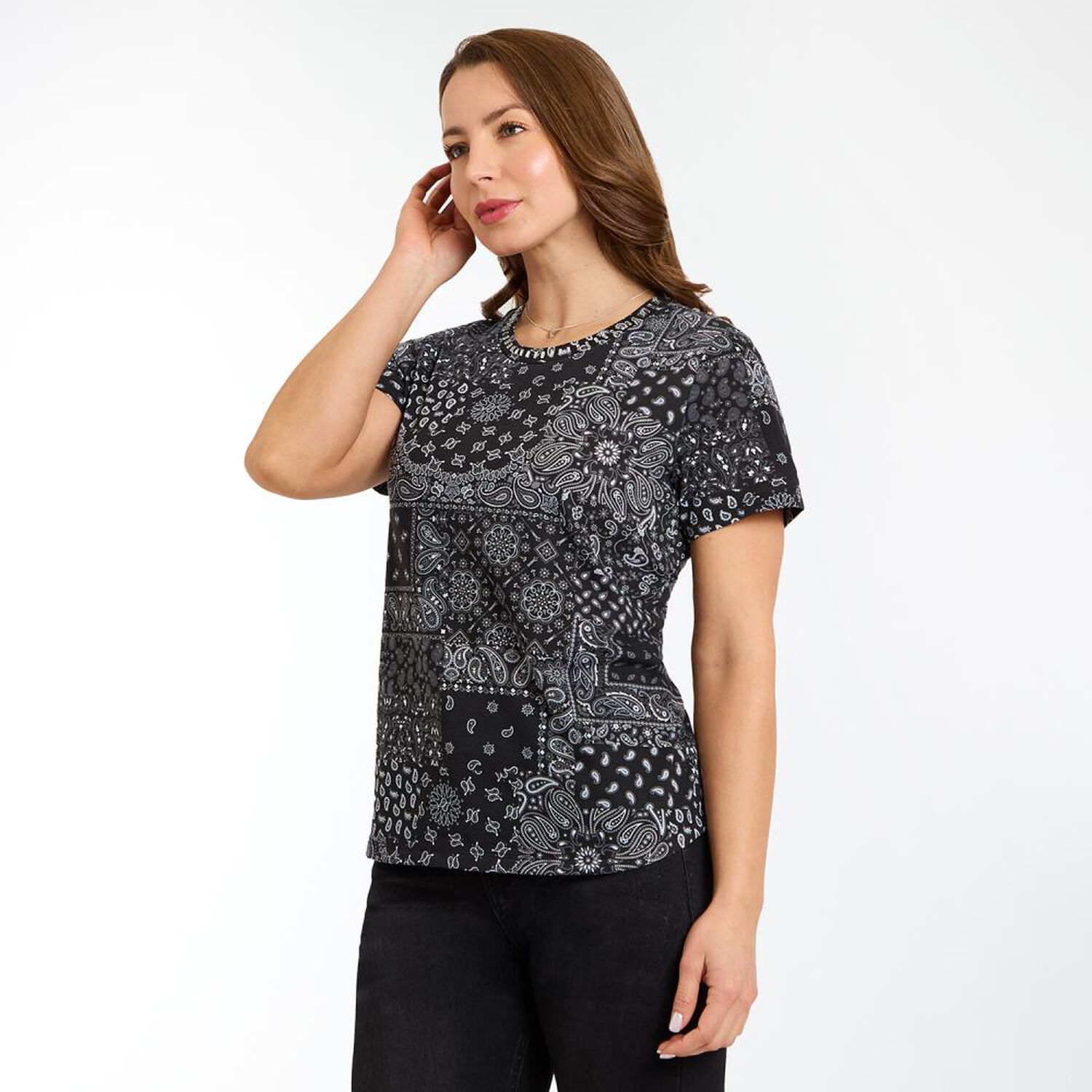 Polera B&aacute;sica Full Print Manga Corta Cuello Redondo Mujer Geeps image number 2.0