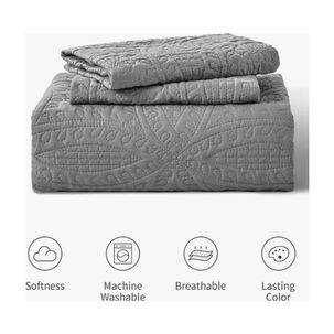 Cubrecama Quilt Reversible King Gris