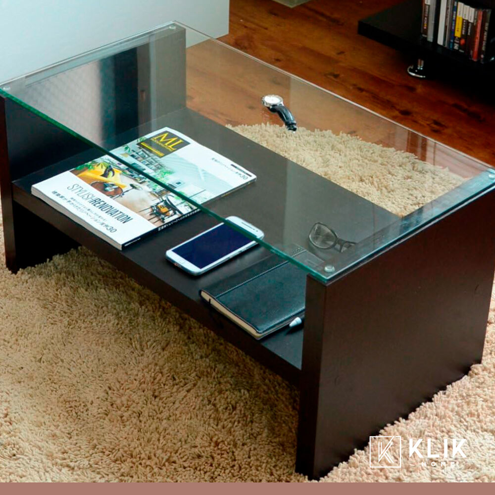 Mesa De Centro Moderna Madera Walnut Wood Vidrio image number 1.0