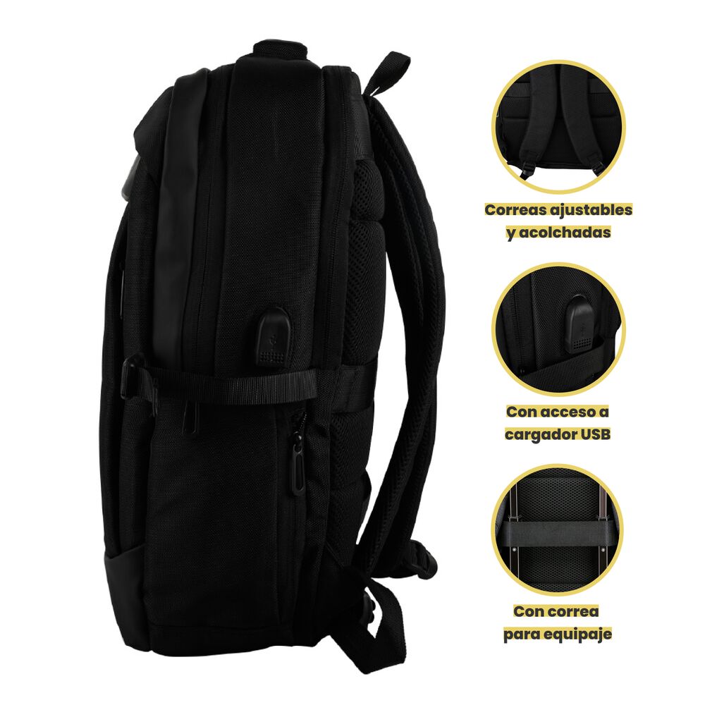 Mochila De Viaje Notebook Wolf Negra 15,6" Levo image number 4.0