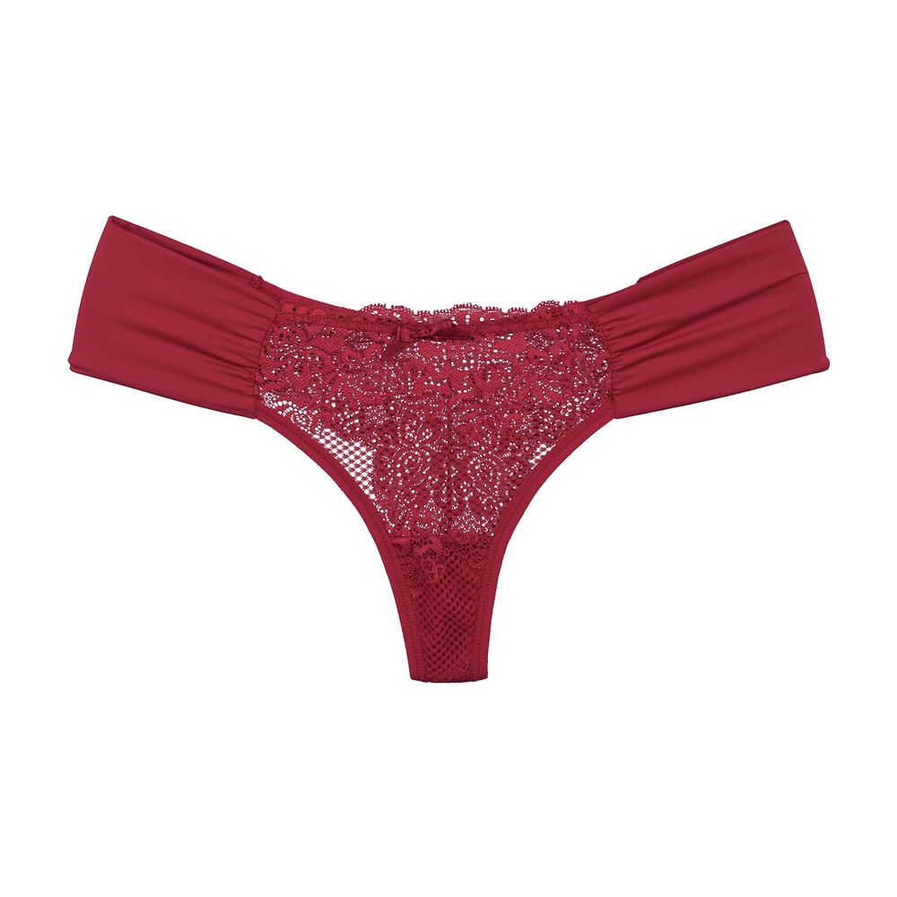 Colaless Lateral Drapeada Y Encaje Rojo 2rios image number 2.0