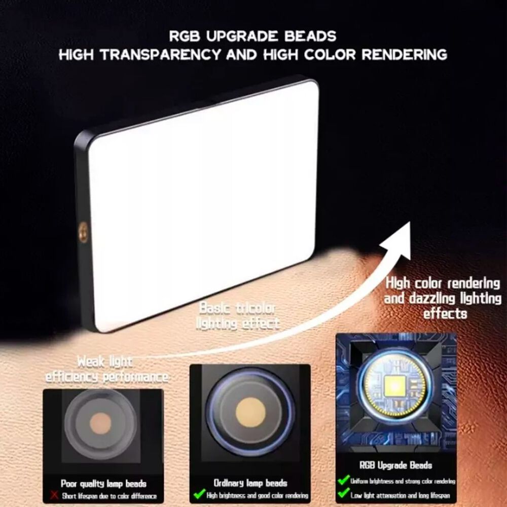 Luz Rgb Port&aacute;til Para Selfies Videos Ajustable Camaras image number 2.0