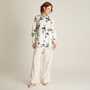 Blusa Estampado Flores Manga Larga Cuello Camisero Mujer Lorenzo Di Pontti