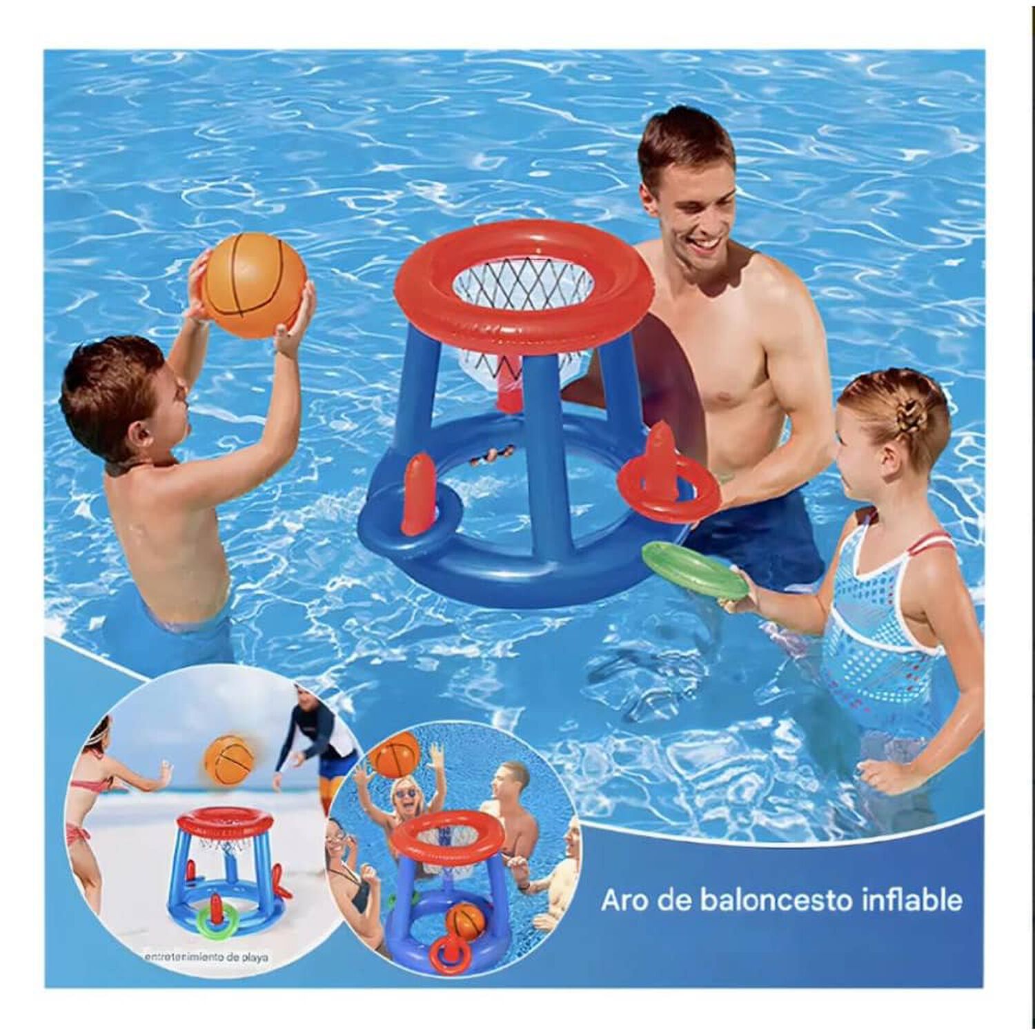 Juego Inflable Infantil Canasta Baloncesto Y Aros Piscina image number 7.0