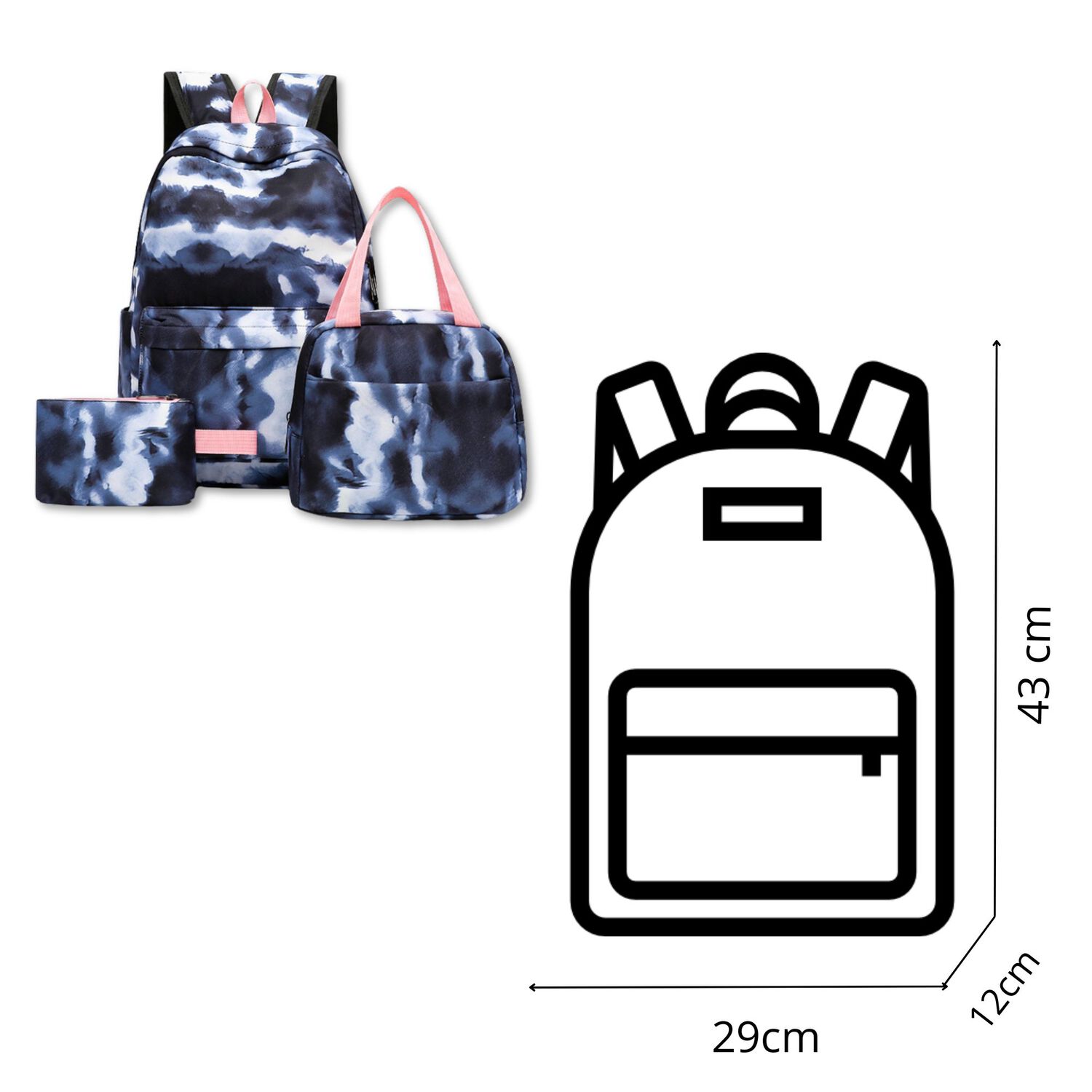 Pack Mochila Lonchera Estuche 43cm Juvenil Escolar Gradient Navy Blue image number 1.0
