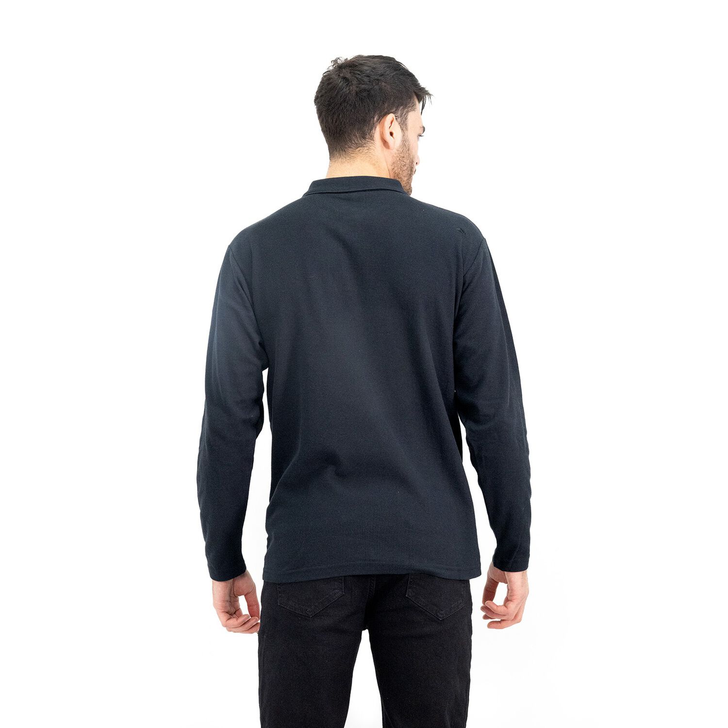 Polera Pique Quebec Manga Larga Negro Hombre image number 3.0