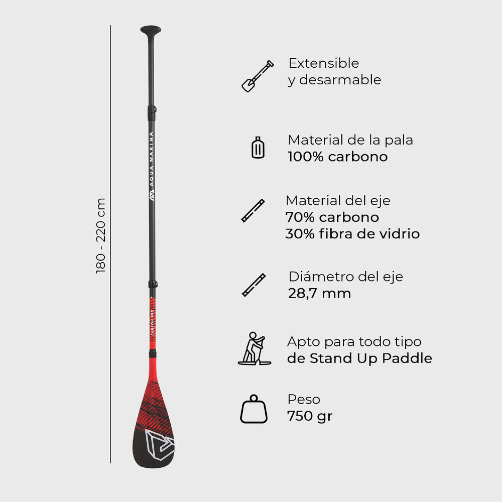 Remo Sup Stand Up Paddle Carbon Pro Aqua Marina image number 2.0