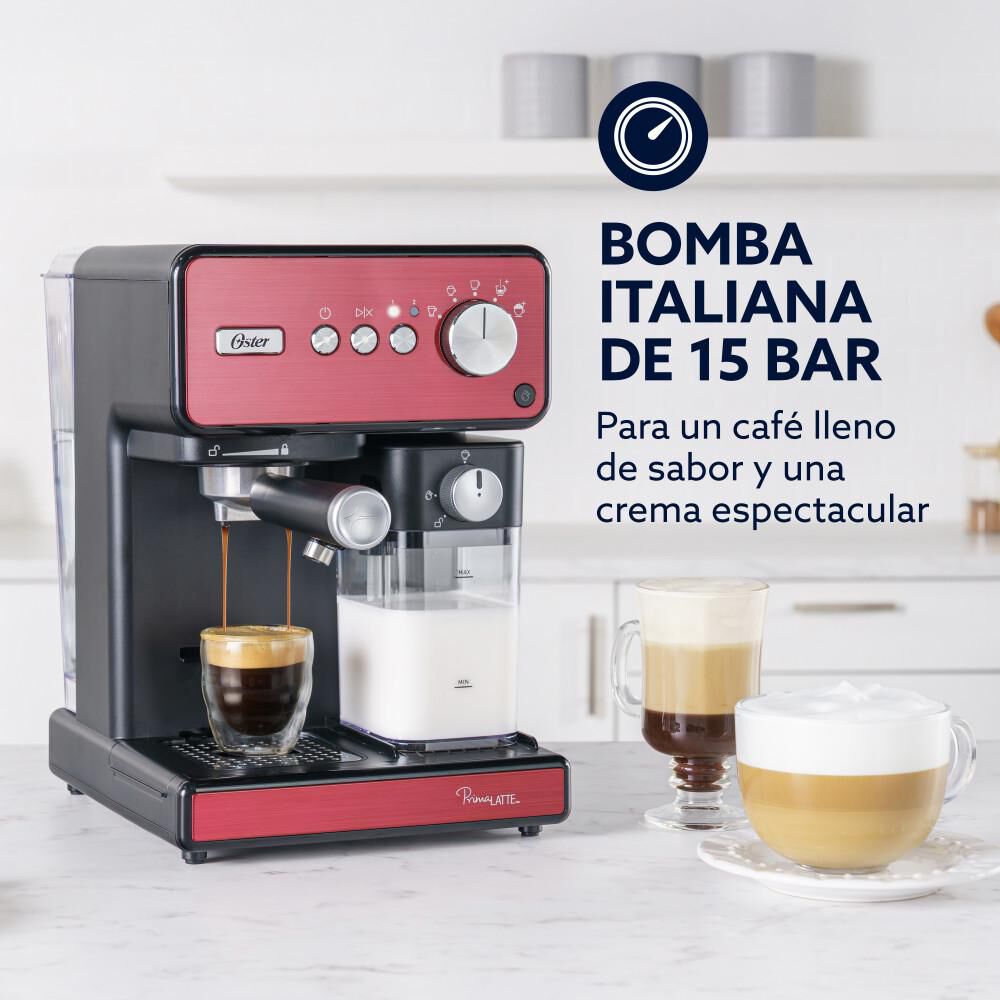 Cafetera De Espresso Oster Primalatte Roja / 2 Tazas image number 4.0