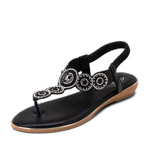 Sandalia Plana Negro Casual Js57 Weide