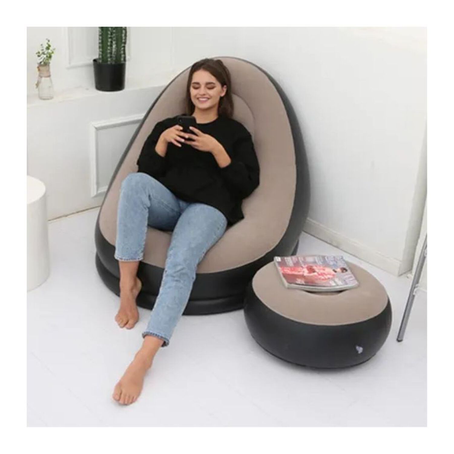 Sofa Con Reposa Pies Inflable Puff Sillon Portatil image number 3.0