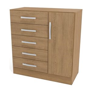 C&oacute;moda Yardas Beatriz Nogal 5 Cajones 1 Puerta