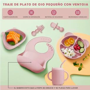Set De Alimentaci&oacute;n Silicona Rosado