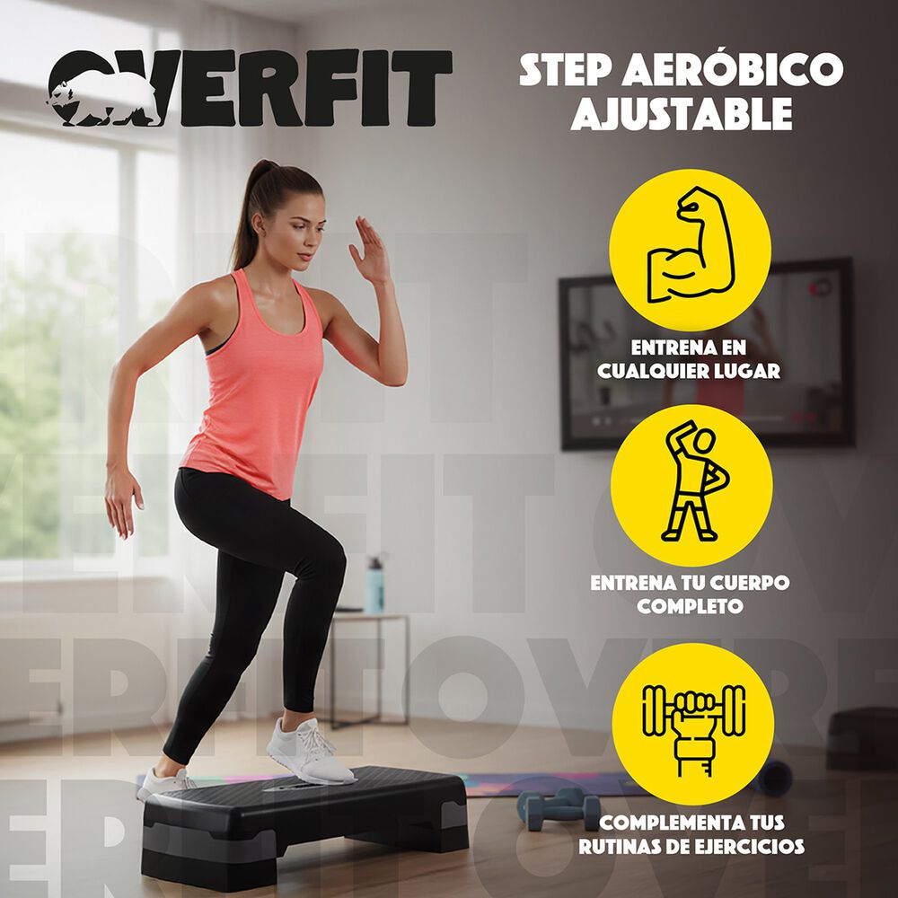 Step Aer&oacute;bico Ajustable 2 Niveles Antideslizante Overfit image number 2.0