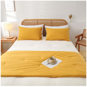 Set Piecera De Lino Mostaza 80 X 210 +2 Fundas