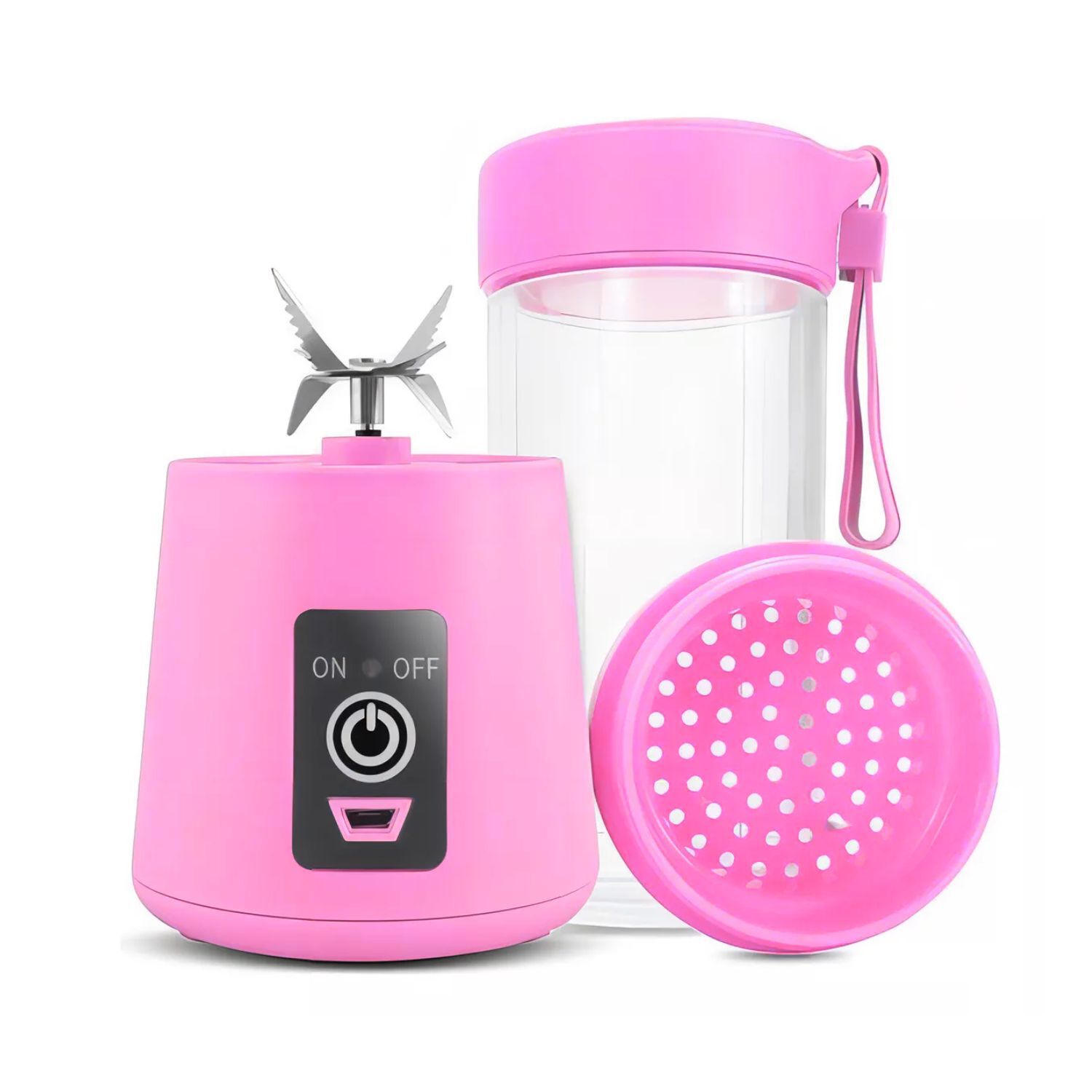 Mini Licuadora Port&aacute;til Recargable Rosa Usb 380ml Compacta image number 1.0