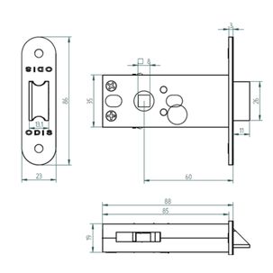 Picaporte Para Cerradura Embutir Odis 301 Simple Paso - Plata